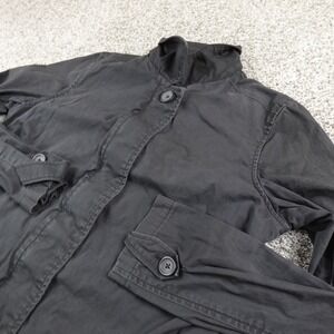 VTG Gap Jacket Mens M Black Long Overcoat Trench Coat Parka Button Front Y2K 00s